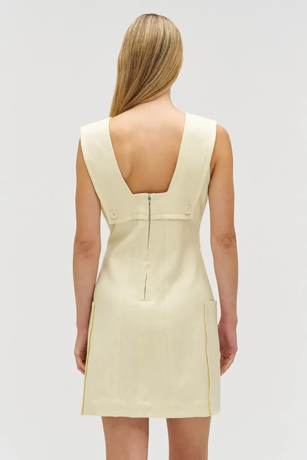 Oroton Button Front Shift Dress Lemon Zest Women Dresses Oroton Button Front Shift Dress Lemon Zest Women Dresses