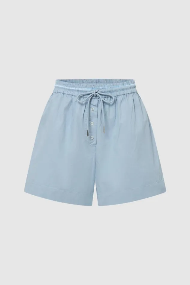 Oroton Cotton Boxer Denim Blue Women Shorts