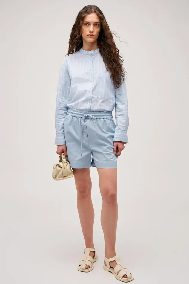 Oroton Cotton Boxer Denim Blue Women Shorts