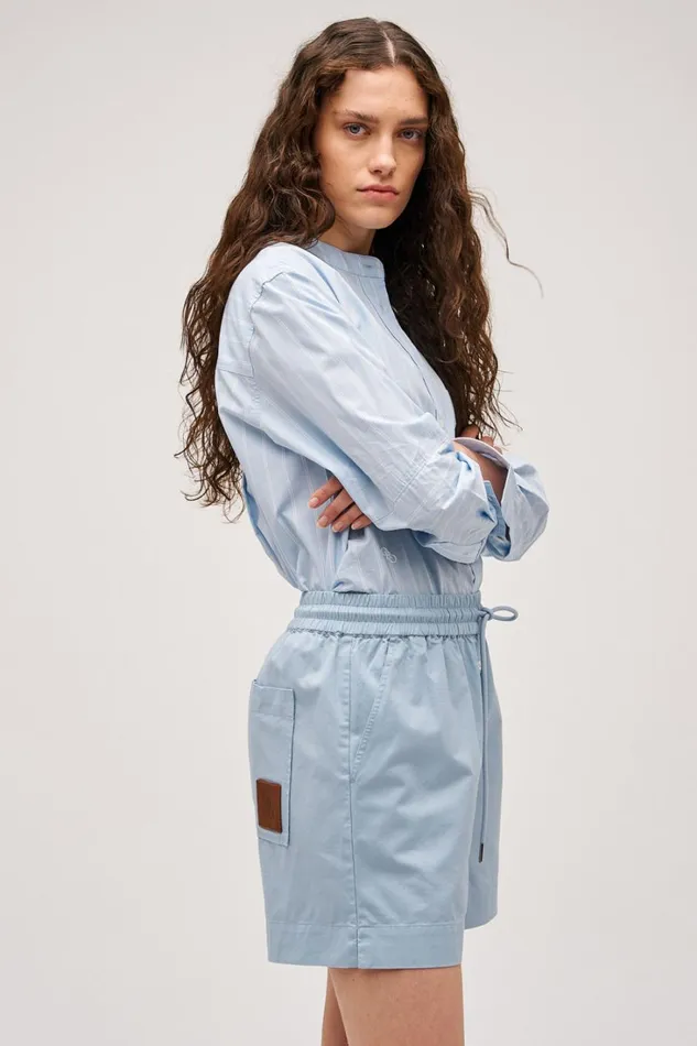 Oroton Cotton Boxer Denim Blue Women Shorts