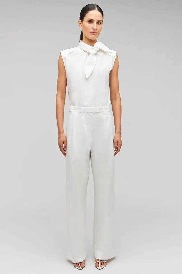 Oroton Cotton Pleat Pant Cream Women Pants Oroton Cotton Pleat Pant Cream Women Pants