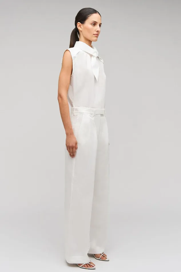 Oroton Cotton Pleat Pant Cream Women Pants Oroton Cotton Pleat Pant Cream Women Pants