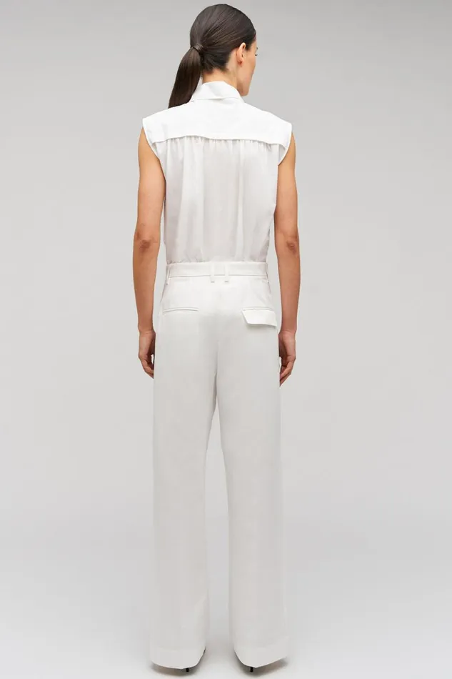 Oroton Cotton Pleat Pant Cream Women Pants Oroton Cotton Pleat Pant Cream Women Pants