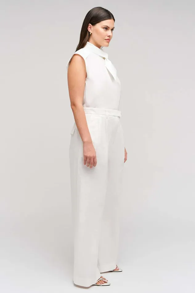Oroton Cotton Pleat Pant Cream Women Pants Oroton Cotton Pleat Pant Cream Women Pants