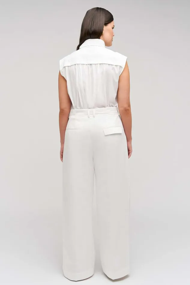 Oroton Cotton Pleat Pant Cream Women Pants Oroton Cotton Pleat Pant Cream Women Pants