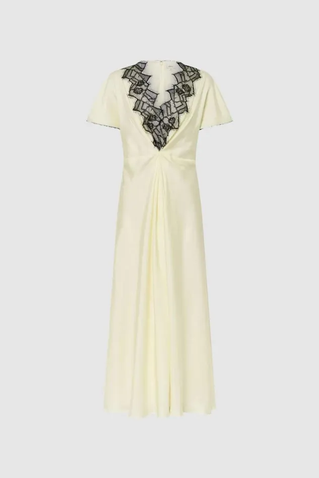 Oroton Fringe Lace Dress Lemon Zest Women Dresses