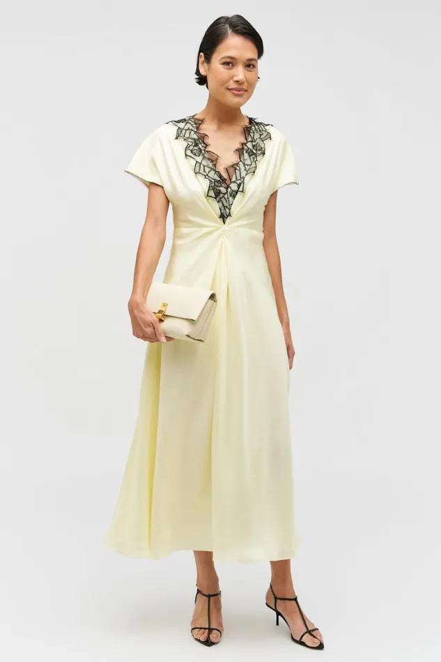 Oroton Fringe Lace Dress Lemon Zest Women Dresses Oroton Fringe Lace Dress Lemon Zest Women Dresses