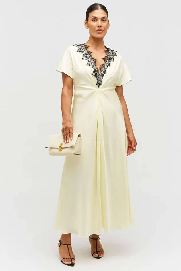 Oroton Fringe Lace Dress Lemon Zest Women Dresses Oroton Fringe Lace Dress Lemon Zest Women Dresses