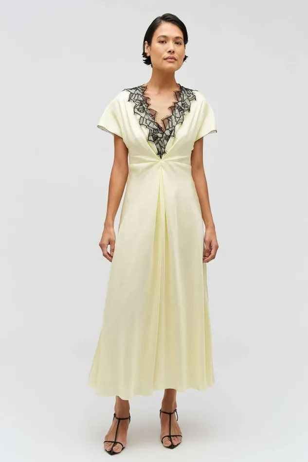 Oroton Fringe Lace Dress Lemon Zest Women Dresses Oroton Fringe Lace Dress Lemon Zest Women Dresses