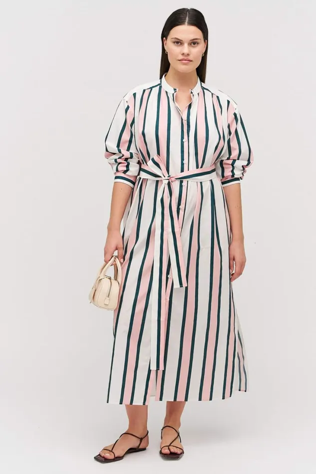 Oroton Gigi Stripe Tunic Dress Peony Women Dresses Oroton Gigi Stripe Tunic Dress Peony Women Dresses