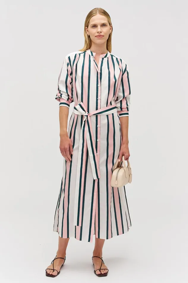 Oroton Gigi Stripe Tunic Dress Peony Women Dresses Oroton Gigi Stripe Tunic Dress Peony Women Dresses