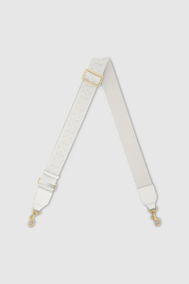 Oroton Logo Webbing Bag Strap Clotted Cream Women Bag Straps