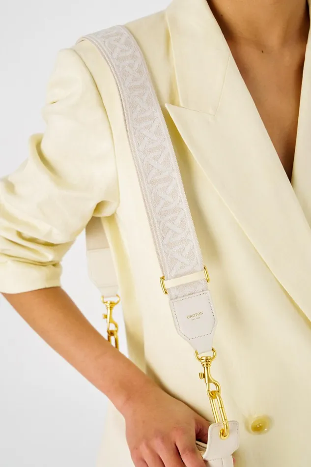 Oroton Logo Webbing Bag Strap Clotted Cream Women Bag Straps Oroton Logo Webbing Bag Strap Clotted Cream Women Bag Straps