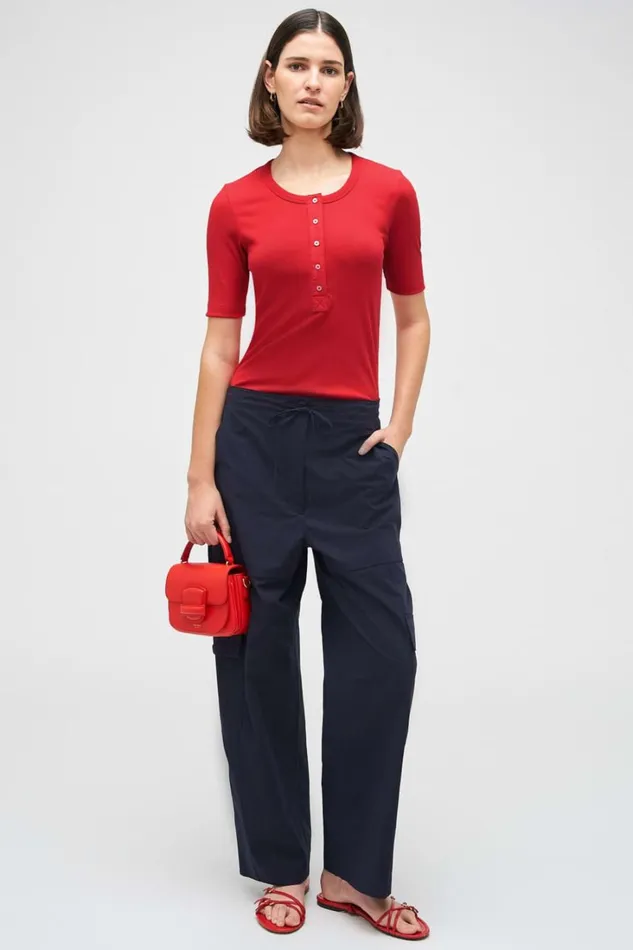 Oroton Margot Rib Henley Market Red Women Tops Oroton Margot Rib Henley Market Red Women Tops