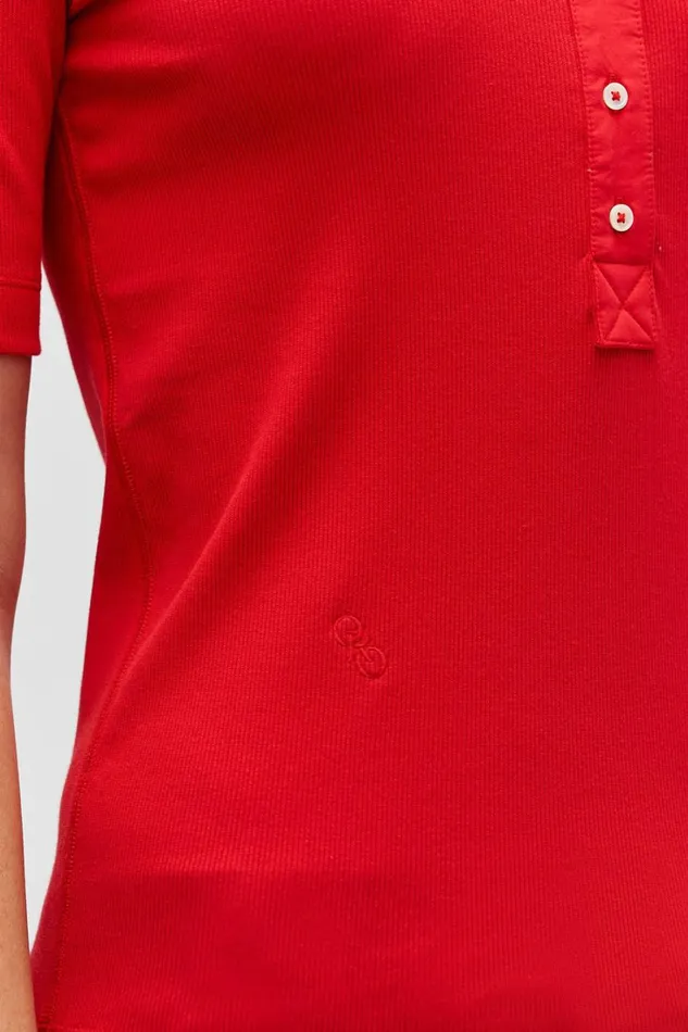 Oroton Margot Rib Henley Market Red Women Tops Oroton Margot Rib Henley Market Red Women Tops