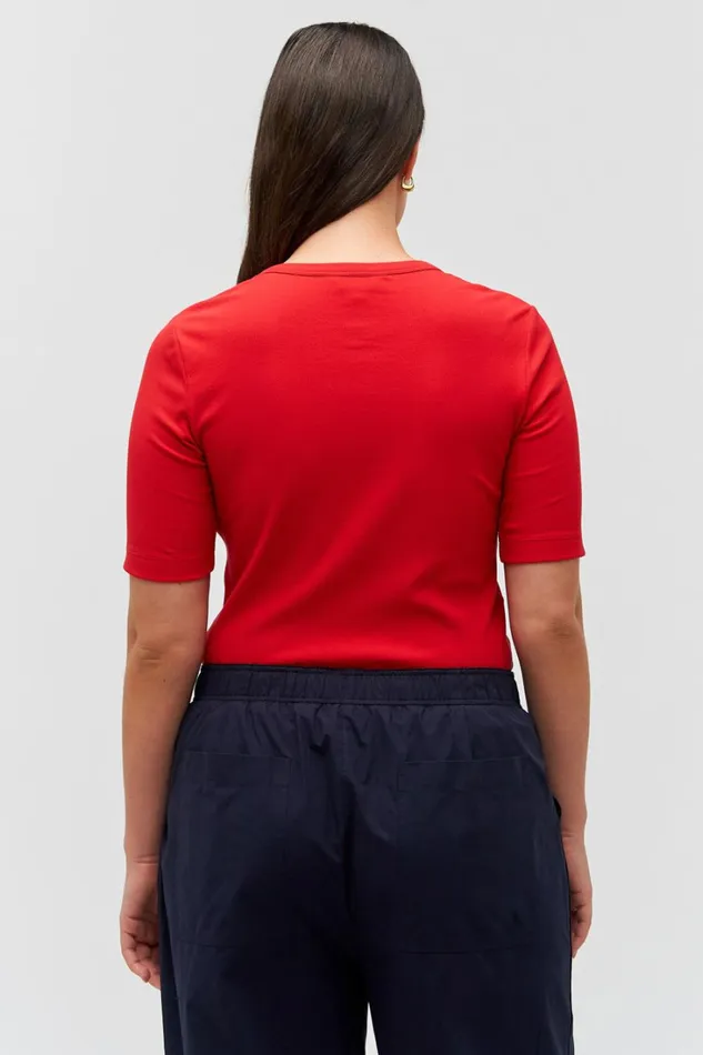 Oroton Margot Rib Henley Market Red Women Tops Oroton Margot Rib Henley Market Red Women Tops