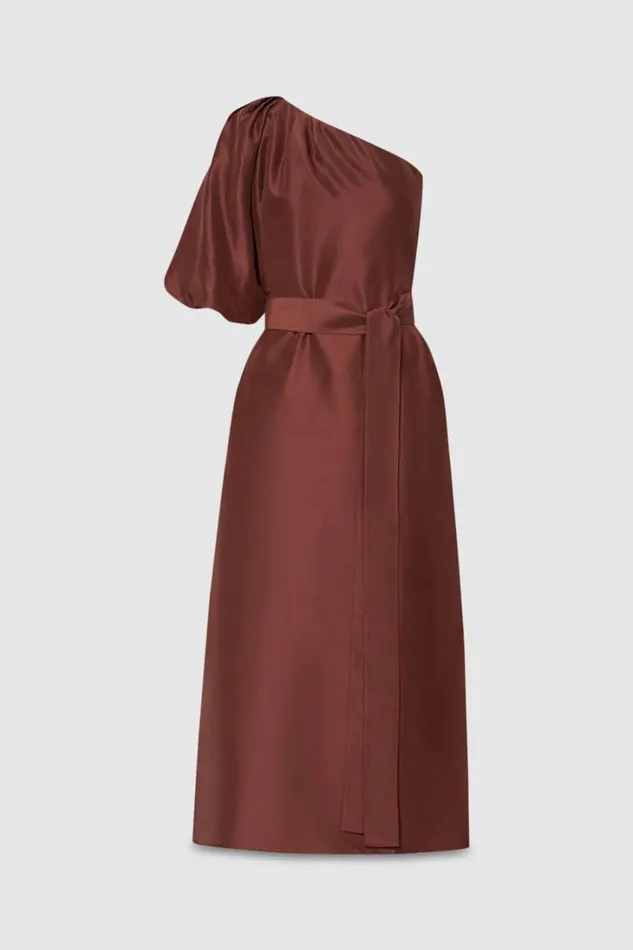 Oroton One Shoulder Dress Barn Red Women Dresses
