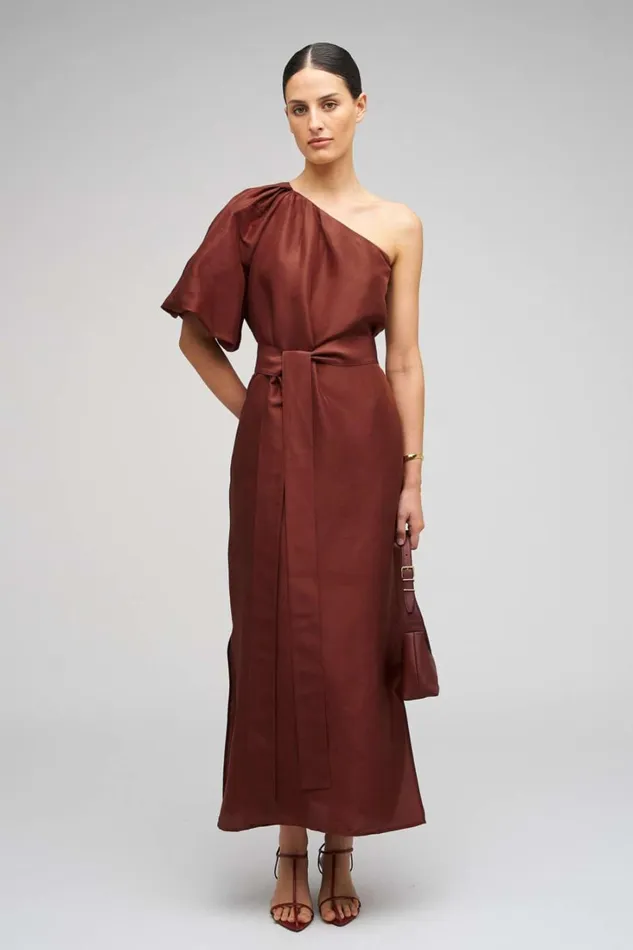 Oroton One Shoulder Dress Barn Red Women Dresses Oroton One Shoulder Dress Barn Red Women Dresses