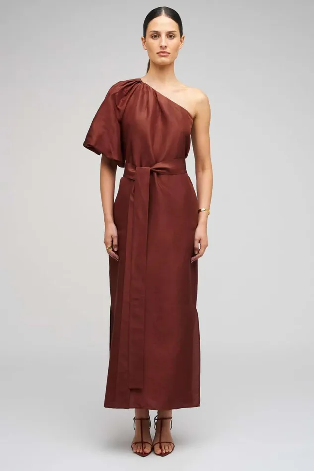 Oroton One Shoulder Dress Barn Red Women Dresses Oroton One Shoulder Dress Barn Red Women Dresses