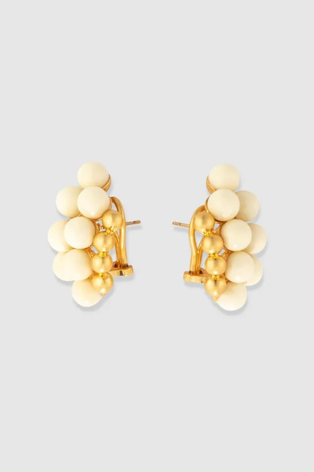 Oroton Pietra Earrings 18k Worn Goldclotted Cream Women Jewellery