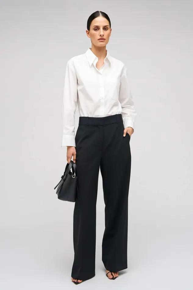 Oroton Poplin Long Sleeve Shirt White Women Tops