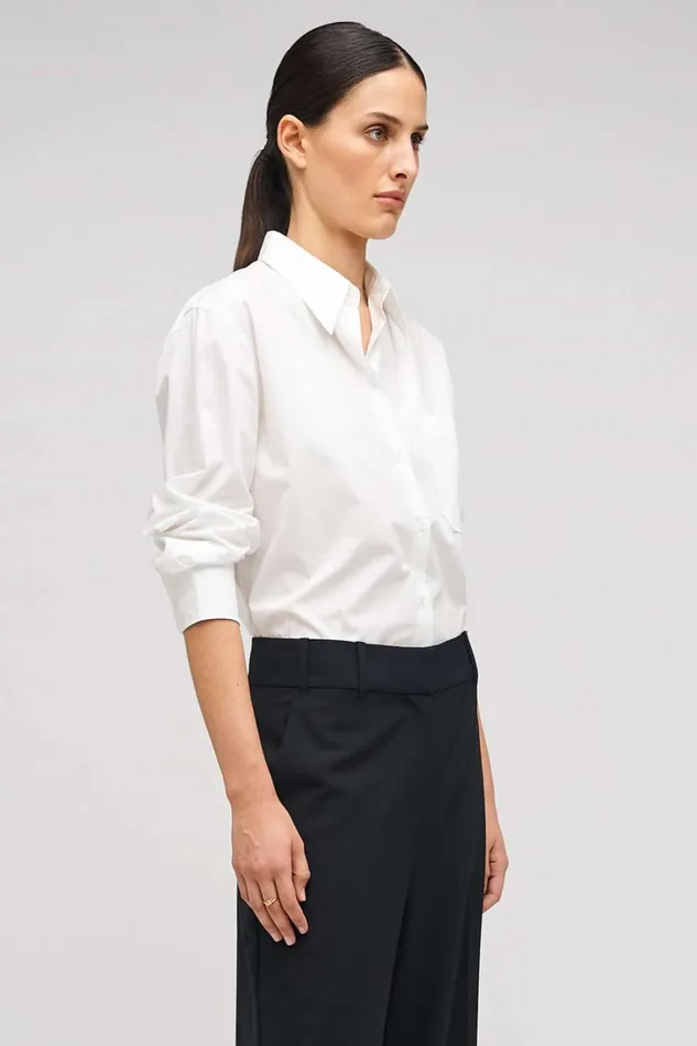 Oroton Poplin Long Sleeve Shirt White Women Tops