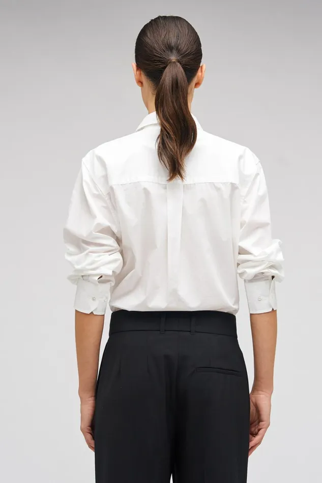 Oroton Poplin Long Sleeve Shirt White Women Tops