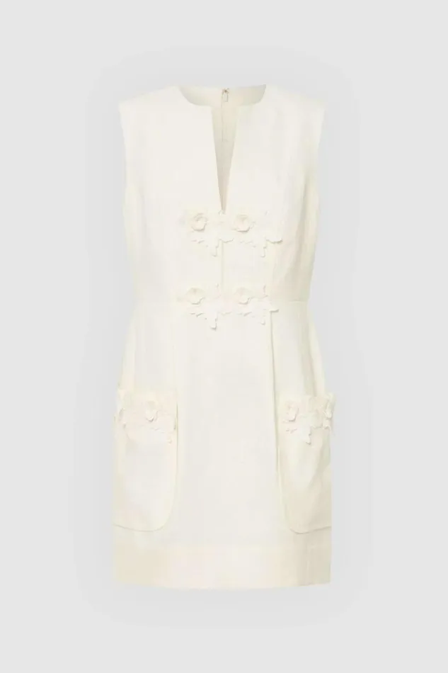 Oroton Rosebud Lace Mini Dress Soft Cream Women Dresses