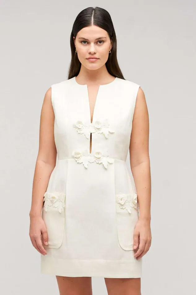 Oroton Rosebud Lace Mini Dress Soft Cream Women Dresses Oroton Rosebud Lace Mini Dress Soft Cream Women Dresses
