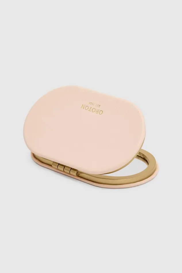 Oroton Scallop Mirror Puff Pink Women Compact Mirrors