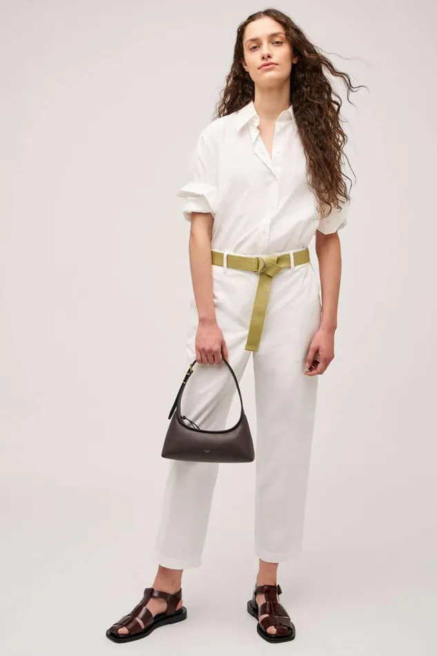 Oroton Wren Poplin Shirt Antique White Women Tops