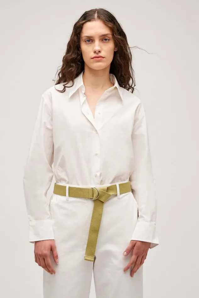 Oroton Wren Poplin Shirt Antique White Women Tops
