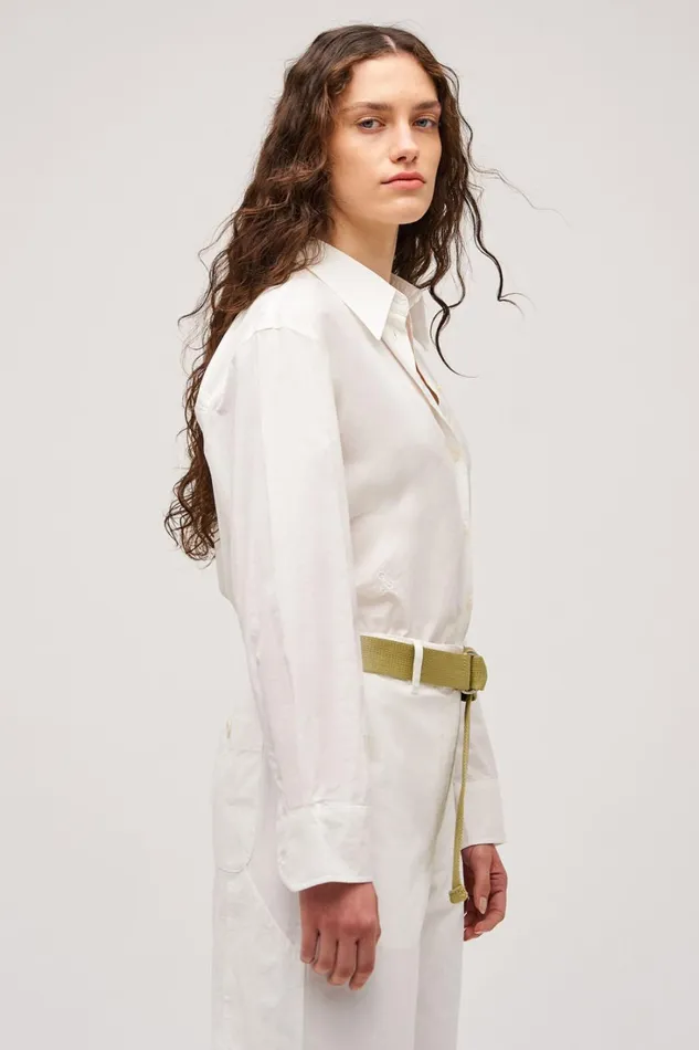 Oroton Wren Poplin Shirt Antique White Women Tops