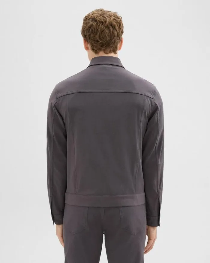 Outerwear Men Theory River Trucker Jacket In Neoteric Twill Dark Grey Outerwear Men Theory River Trucker Jacket In Neoteric Twill Dark Grey
