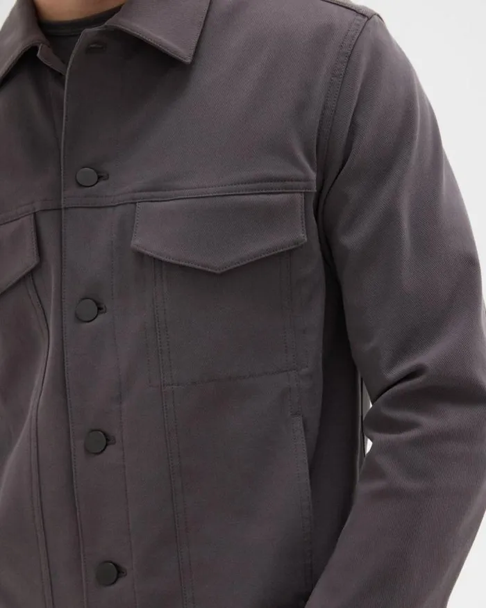 Outerwear Men Theory River Trucker Jacket In Neoteric Twill Dark Grey Outerwear Men Theory River Trucker Jacket In Neoteric Twill Dark Grey