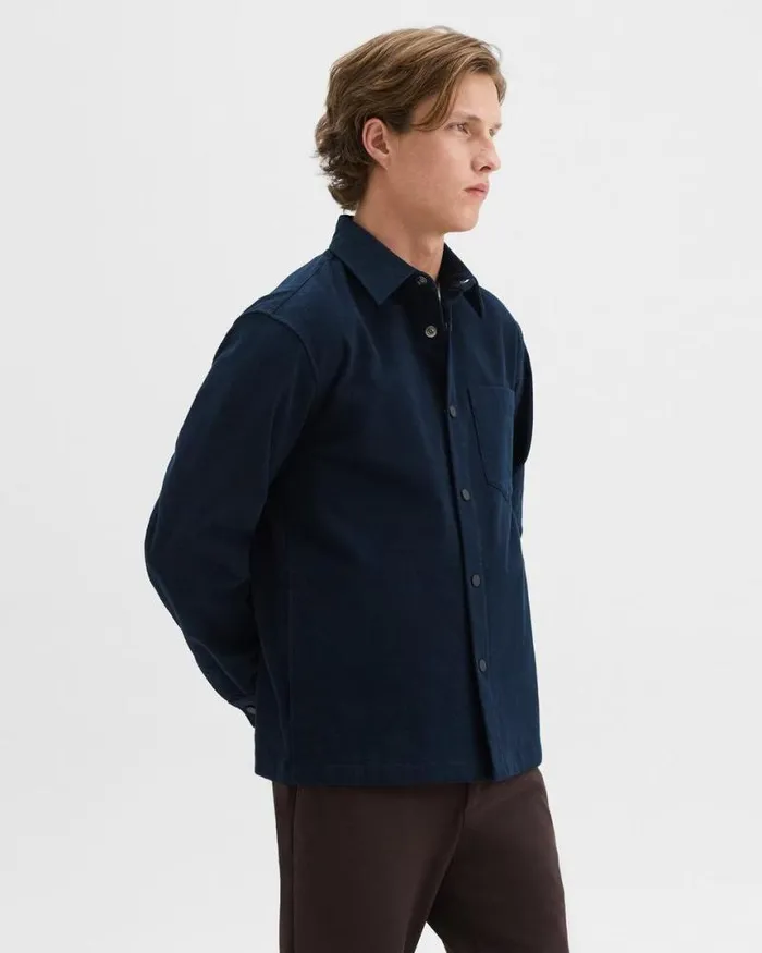 Outerwear Men Theory Shirt Jacket In Moleskin Twill Baltic Outerwear Men Theory Shirt Jacket In Moleskin Twill Baltic