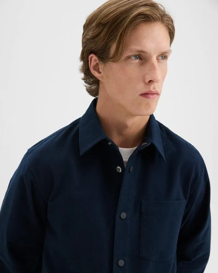 Outerwear Men Theory Shirt Jacket In Moleskin Twill Baltic Outerwear Men Theory Shirt Jacket In Moleskin Twill Baltic