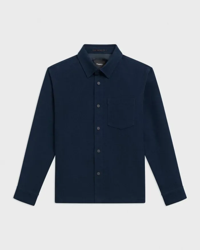 Outerwear Men Theory Shirt Jacket In Moleskin Twill Baltic Outerwear Men Theory Shirt Jacket In Moleskin Twill Baltic