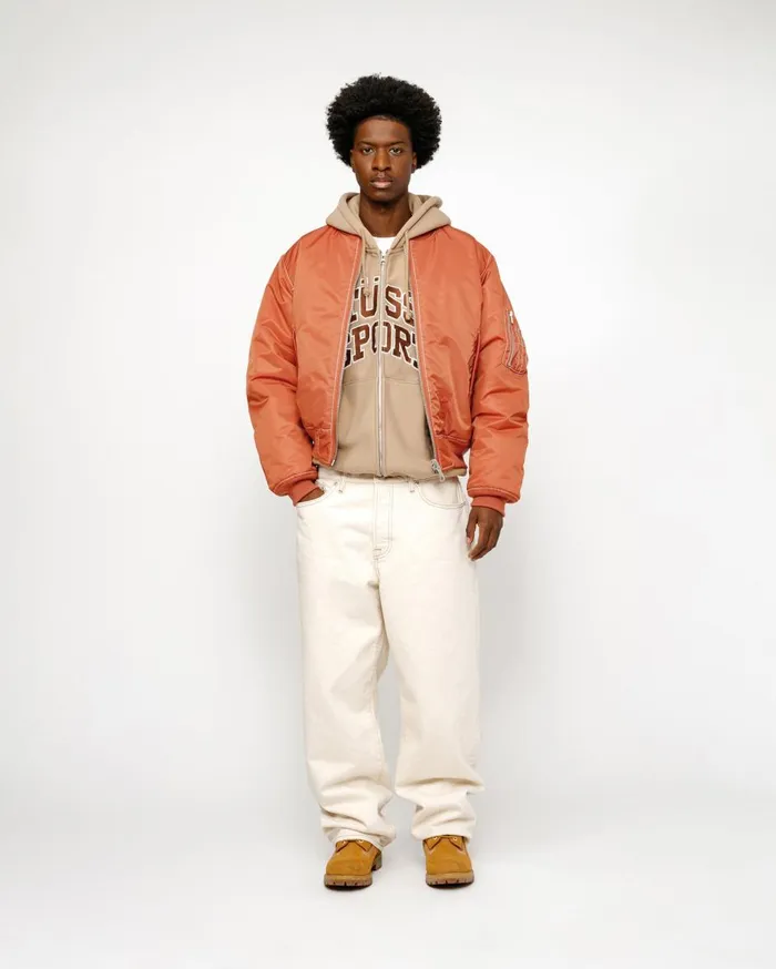 Outerwear MenWomen Stussy BUILT REVERSIBLE BOMBER JACKET Brick