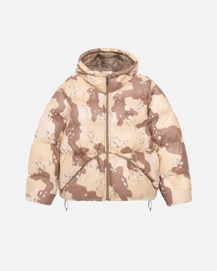 Outerwear MenWomen Stussy DOWN PARKA CAMO RIPSTOP Khaki