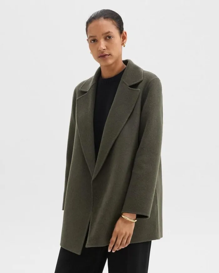 Outerwear Women Theory Clairene Jacket In DoubleFace WoolCashmere Hunter Green Melange Outerwear Women Theory Clairene Jacket In DoubleFace WoolCashmere Hunter Green Melange