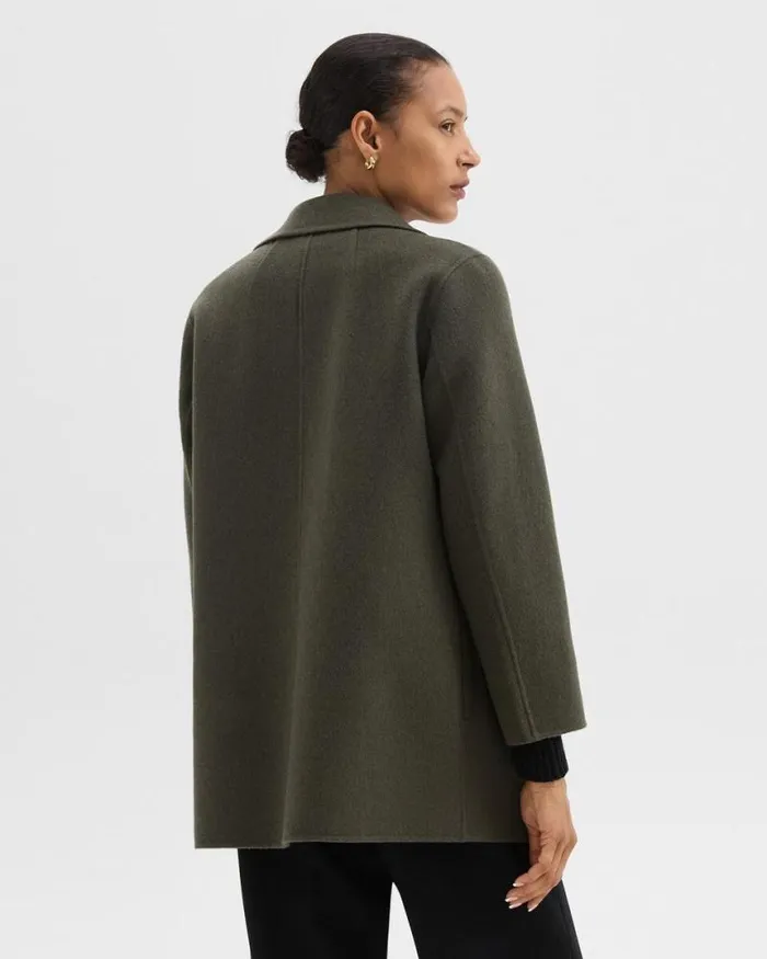 Outerwear Women Theory Clairene Jacket In DoubleFace WoolCashmere Hunter Green Melange