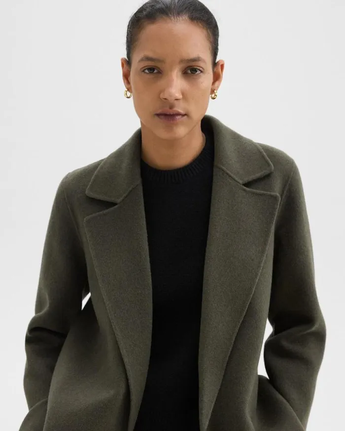 Outerwear Women Theory Clairene Jacket In DoubleFace WoolCashmere Hunter Green Melange