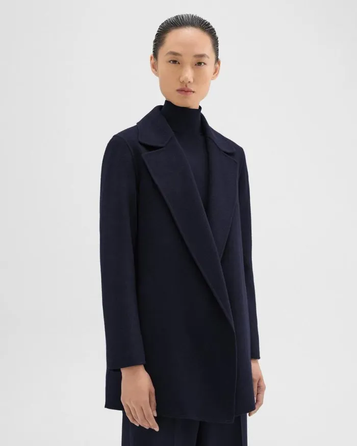 Outerwear Women Theory Clairene Jacket In DoubleFace WoolCashmere New Navy