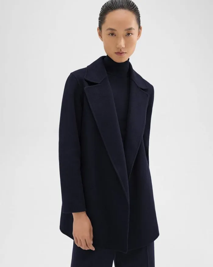 Outerwear Women Theory Clairene Jacket In DoubleFace WoolCashmere New Navy