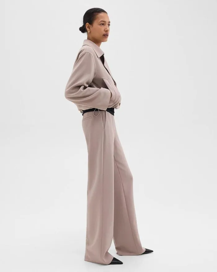 Outerwear Women Theory DoubleBreasted Crop Trench In Admiral Crepe Cinder