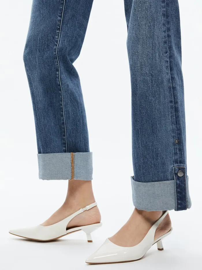 Pants Women Alice Olivia Abilene Cuffed Jean Brooklyn Blue