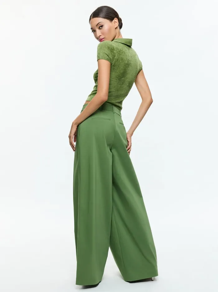 Pants Women Alice Olivia Blaire Wide Leg Pleated Pant Avocado