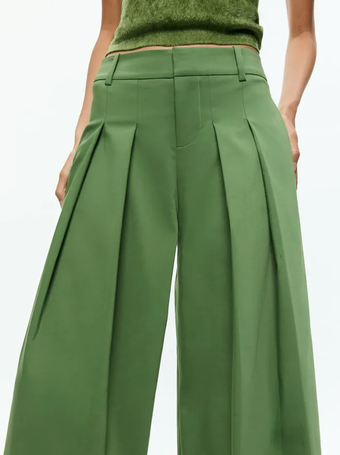 Pants Women Alice Olivia Blaire Wide Leg Pleated Pant Avocado
