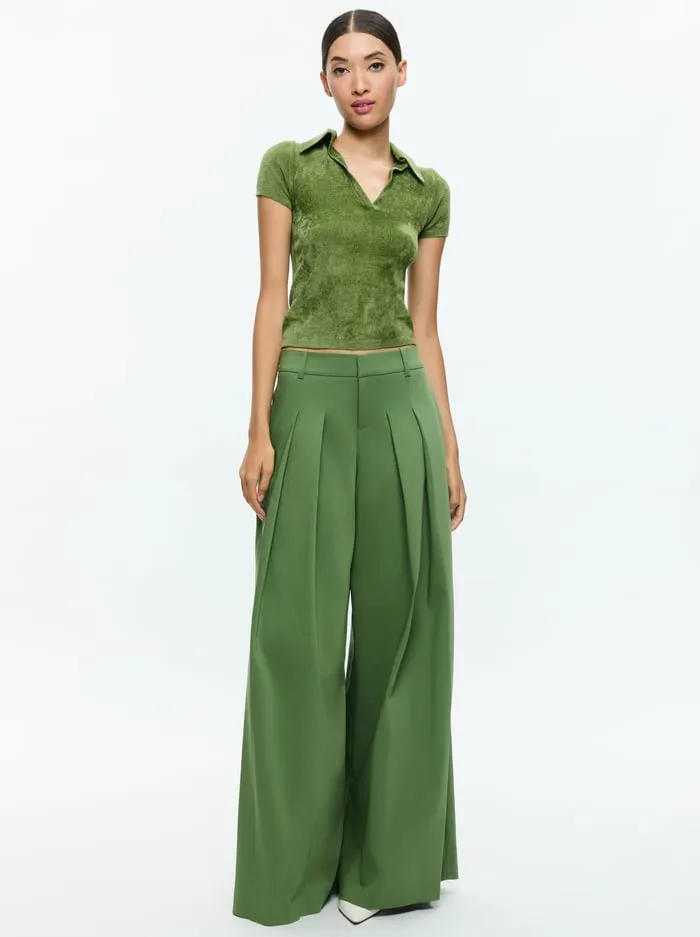 Pants Women Alice Olivia Blaire Wide Leg Pleated Pant Avocado
